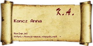 Koncz Anna névjegykártya