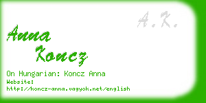 anna koncz business card